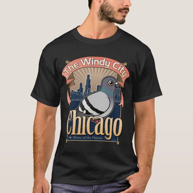 Retro Chicago-Taube T-Shirt (Vorderseite)