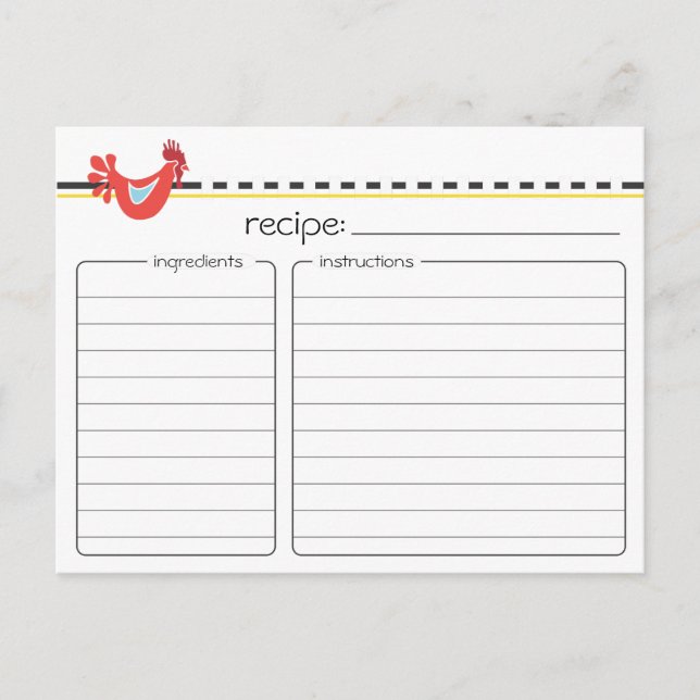 Retro Chicken Rezept Card Postkarte (Vorderseite)