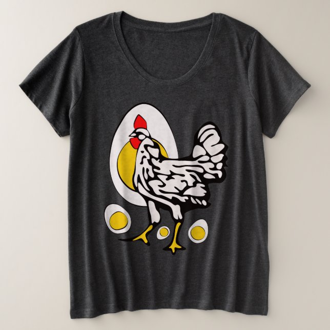 Retro Chickens Große Größe T-Shirt (Design vorne)
