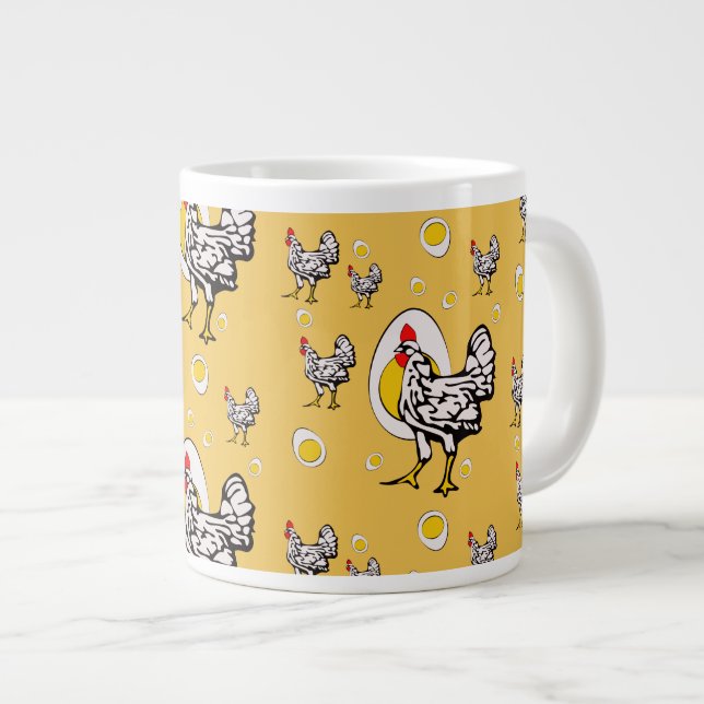 Retro Chickens Jumbo-Tasse (Vorderseite Rechts)