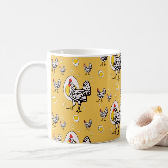 Retro Chickens Kaffeetasse (Mit Donut)