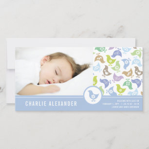 Retro Chicks Junge Geburtshinweis Foto-Karte Ankündigung