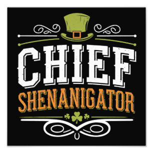 Retro Chief Shenanigator Lucky Leprechaun Hat Fotodruck