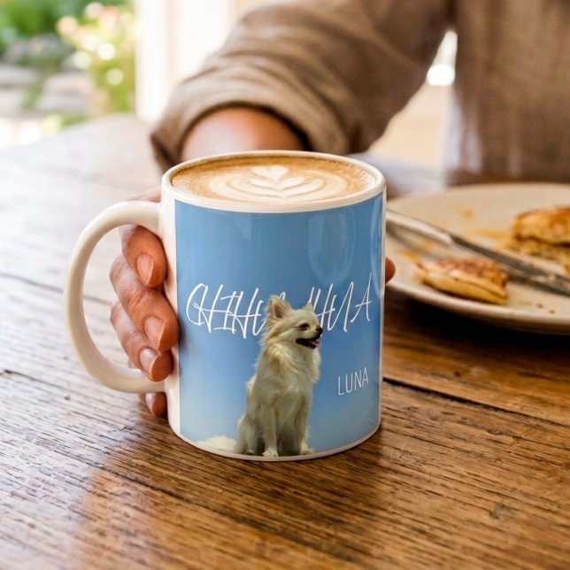 Retro Chihuahua Blauer Himmel Individuelle Tasse f (Von Creator hochgeladen)