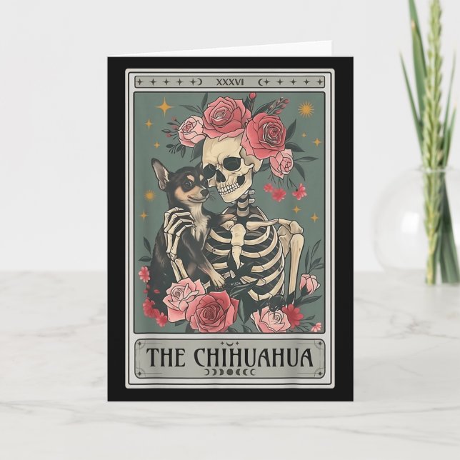 Retro Chihuahua Dog Lover The Moon Halloween , Wom Karte (Vorderseite)