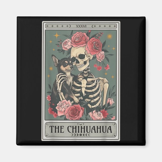 Retro Chihuahua Dog Lover The Moon Halloween , Wom Magnet (Vorne)