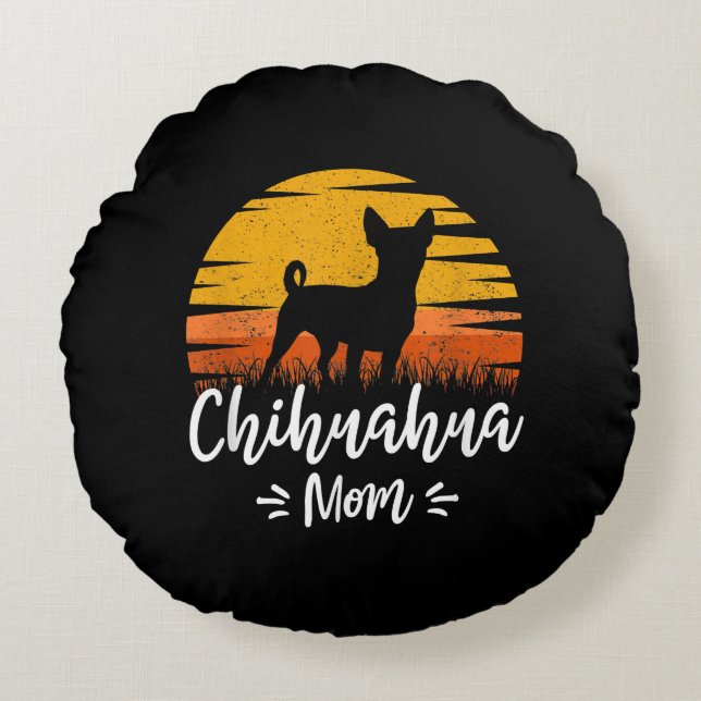 Retro Chihuahua Gift|Vintage Chihuahua-Hunde Rundes Kissen (Vorderseite)