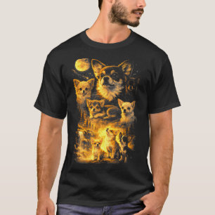 Retro-Chihuahua heult zum Mond Meme 90er Anima T-Shirt