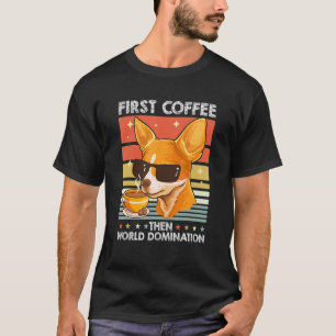 Retro Chihuahua Sonnenbrille Kaffee Pet Hund Vinta T-Shirt