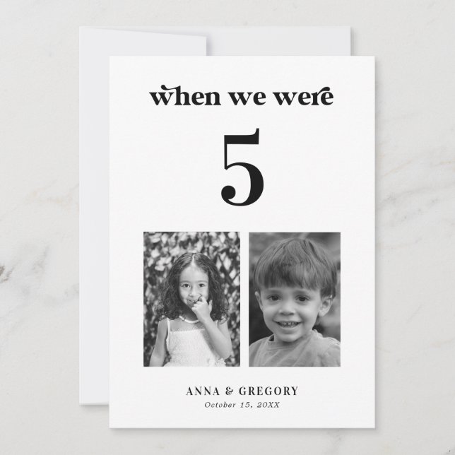 Retro Childhood Pictures 12x18 Wedding Tischnummer (Vorderseite)