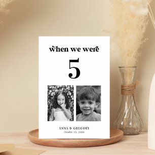 Retro Childhood Pictures Wedding Table # 5 Tischnummer