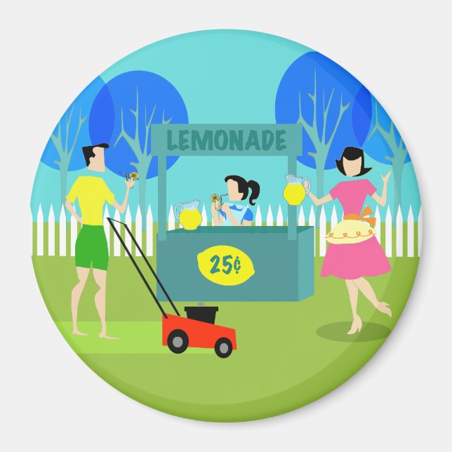 Retro Children's Lemonade Stand Magnet (Vorne)