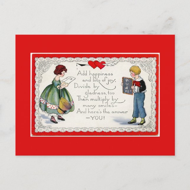 Retro Children's Valentine Feiertagspostkarte (Vorderseite)