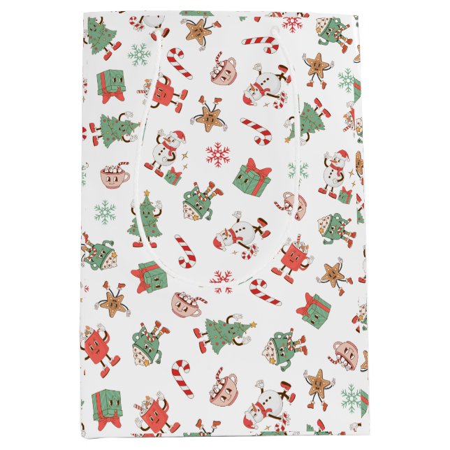 Retro Chillin' mit meinen Schneemassen Weihnachten Mittlere Geschenktüte (Vorderseite)