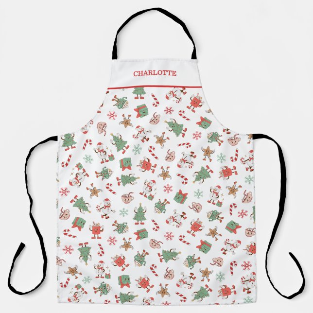 Retro Chillin' mit meinen Schneemassen Weihnachten Schürze (Vorderseite)