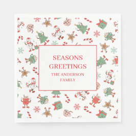 Retro Chillin' mit meinen Schneemassen Weihnachten Serviette