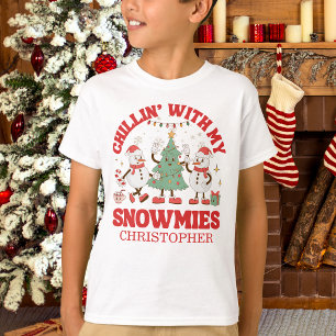 Retro Chillin' mit meinen Schneemassen Weihnachten T-Shirt