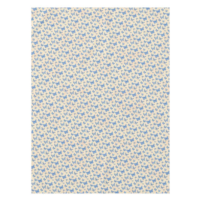 Retro Chinoiserie Blue Butterfells Blush Ivory Tischdecke (Vorderseite)