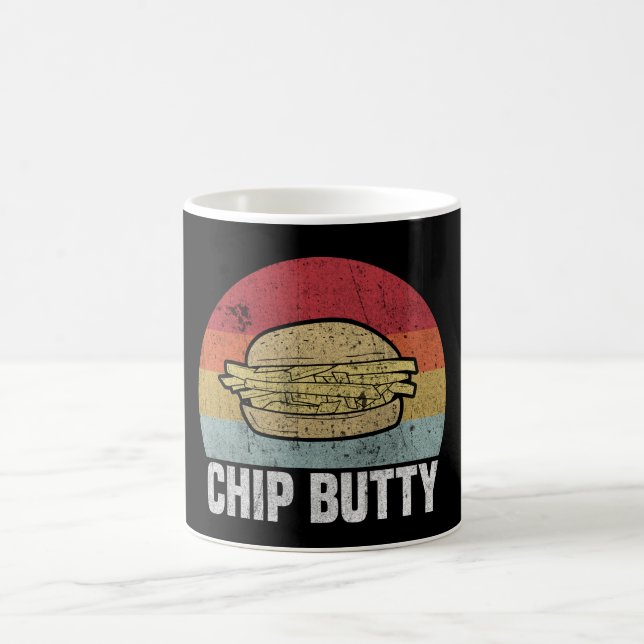 Retro Chip Butty Liebhaber Geschenk Kaffeetasse (Mittel)