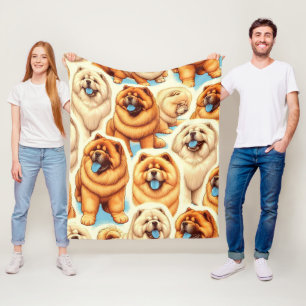 Retro Chow-Chow Nahtloses Muster Fleecedecke
