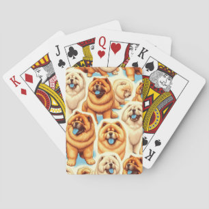 Retro Chow-Chow Nahtloses Muster Spielkarten