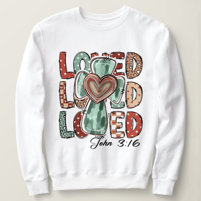 Retro Christlich Cross liebte John 3:16 Sweatshirt (Design vorne)