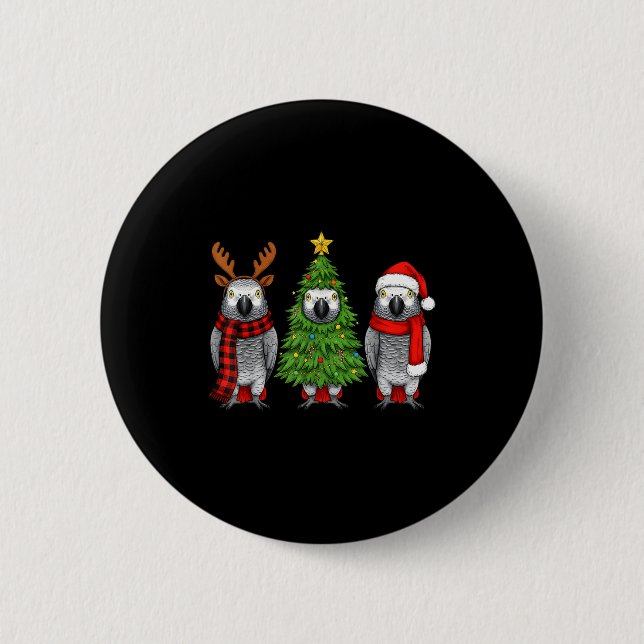 Retro Christmas African G Parrot Bird Santa Reinde Button (Vorderseite)