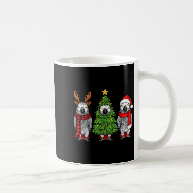 Retro Christmas African G Parrot Bird Santa Reinde Kaffeetasse (Rechts)