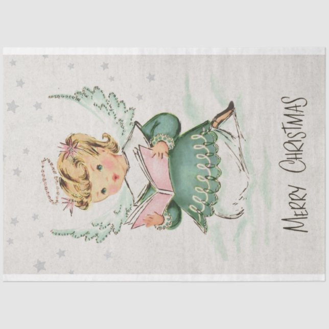 Retro Christmas Angel Decoupage Seidenpapier (Vorderseite)