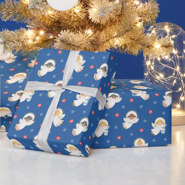 Retro Christmas Angel Wrapping Paper Geschenkpapier (Feiertage)