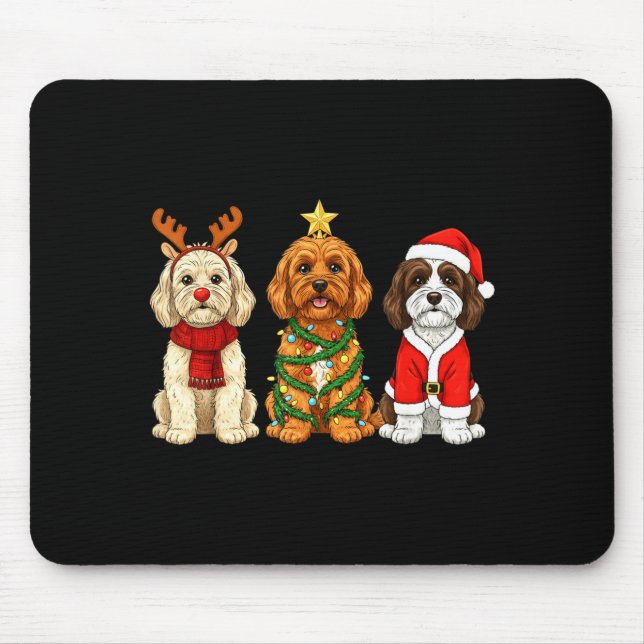 Retro Christmas Ao Santa Reindeer Dog Lover  Mousepad (Vorne)