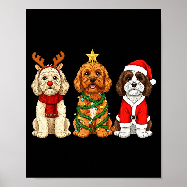Retro Christmas Ao Santa Reindeer Dog Lover  Poster (Vorne)