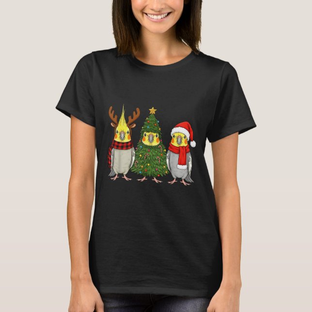 Retro Christmas Atiel Parrot Santa Reindeer  T-Shirt (Vorderseite)