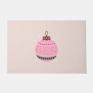 Retro Christmas Bauble Pink Holiday Fußmatte