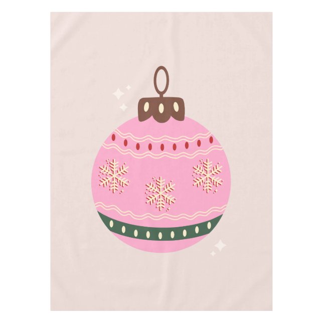 Retro Christmas Bauble Pink Holiday Tischdecke (Vorderseite)