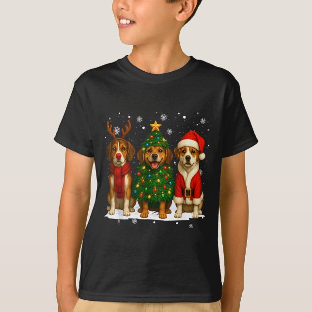 Retro Christmas Beagle Santa Reindeer Dog Lover  T-Shirt (Vorderseite)