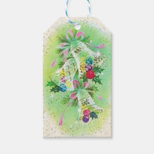 Retro Christmas Bells Holiday Gift Tag