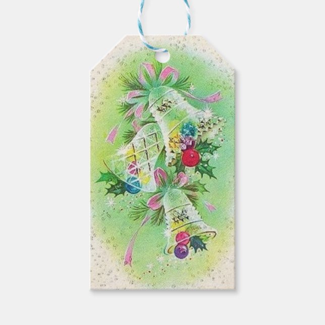 Retro Christmas Bells Holiday Gift Tag Geschenkanhänger (Vorderseite)
