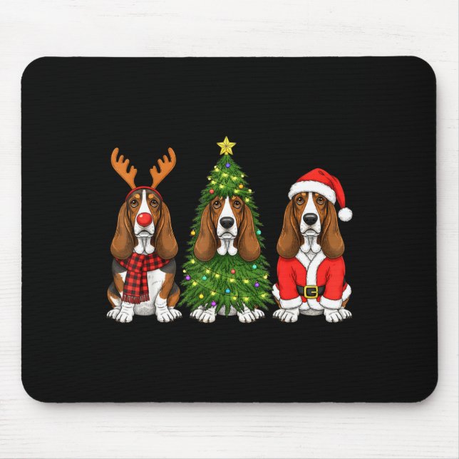 Retro Christmas Bet Hound Santa Reindeer Dog Lover Mousepad (Vorne)
