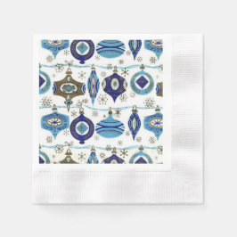 Retro Christmas, Blue and White Paper Napkins Serviette