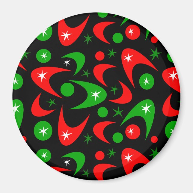 Retro Christmas Boomerangs Magnet (Vorne)