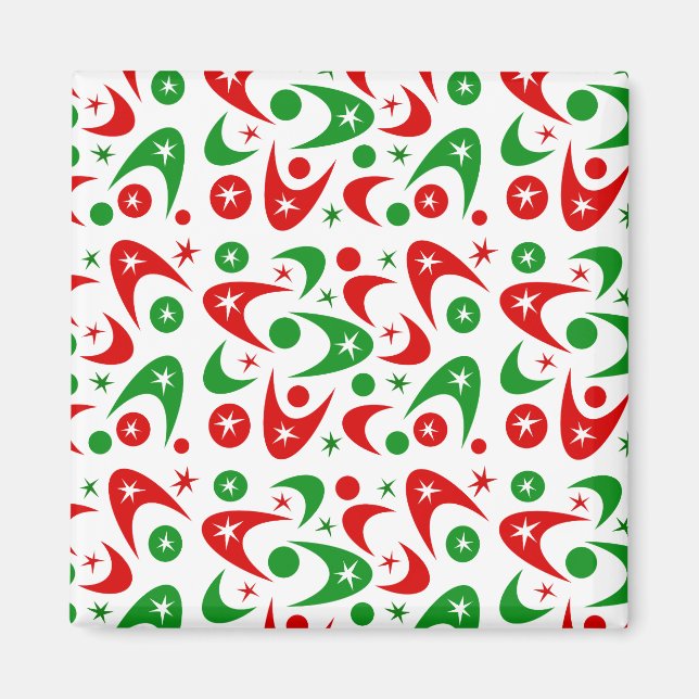 Retro Christmas Boomerangs Magnet (Vorne)