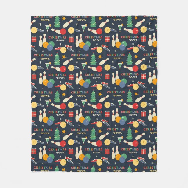 Retro Christmas Bowling Pattern Fleecedecke (Vorderseite)