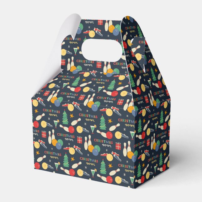 Retro Christmas Bowling Pattern Geschenkschachtel (Vorderseite)