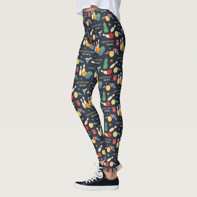 Retro Christmas Bowling Pattern Leggings (Links)