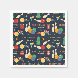 Retro Christmas Bowling Pattern Serviette