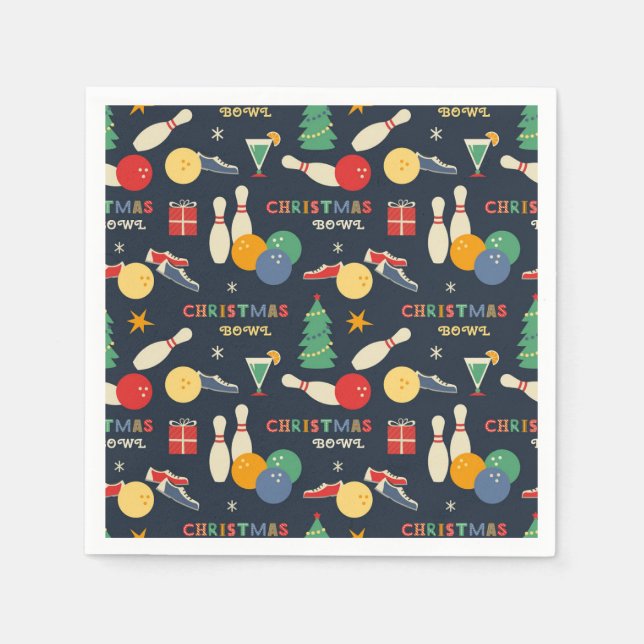 Retro Christmas Bowling Pattern Serviette (Vorderseite)