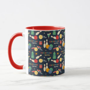 Retro Christmas Bowling Pattern Tasse