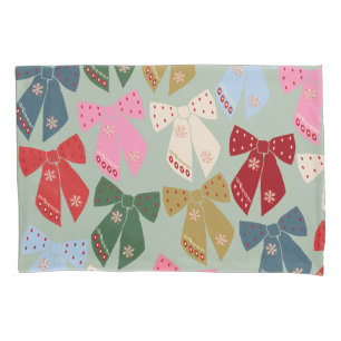 Retro Christmas Bows Coquette Kissenbezug