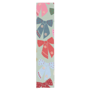 Retro Christmas Bows Coquette Kurzer Tischläufer